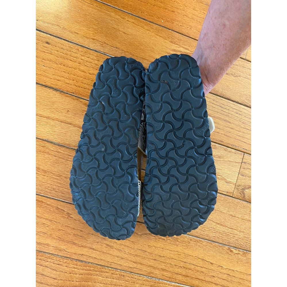 Birkenstock Papillio Size 38 7 Snakeskin Python Sydney Sandals Black White - Picture 8 of 8